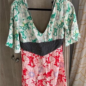 Topshop Black and White Polka Dot Floral Dress